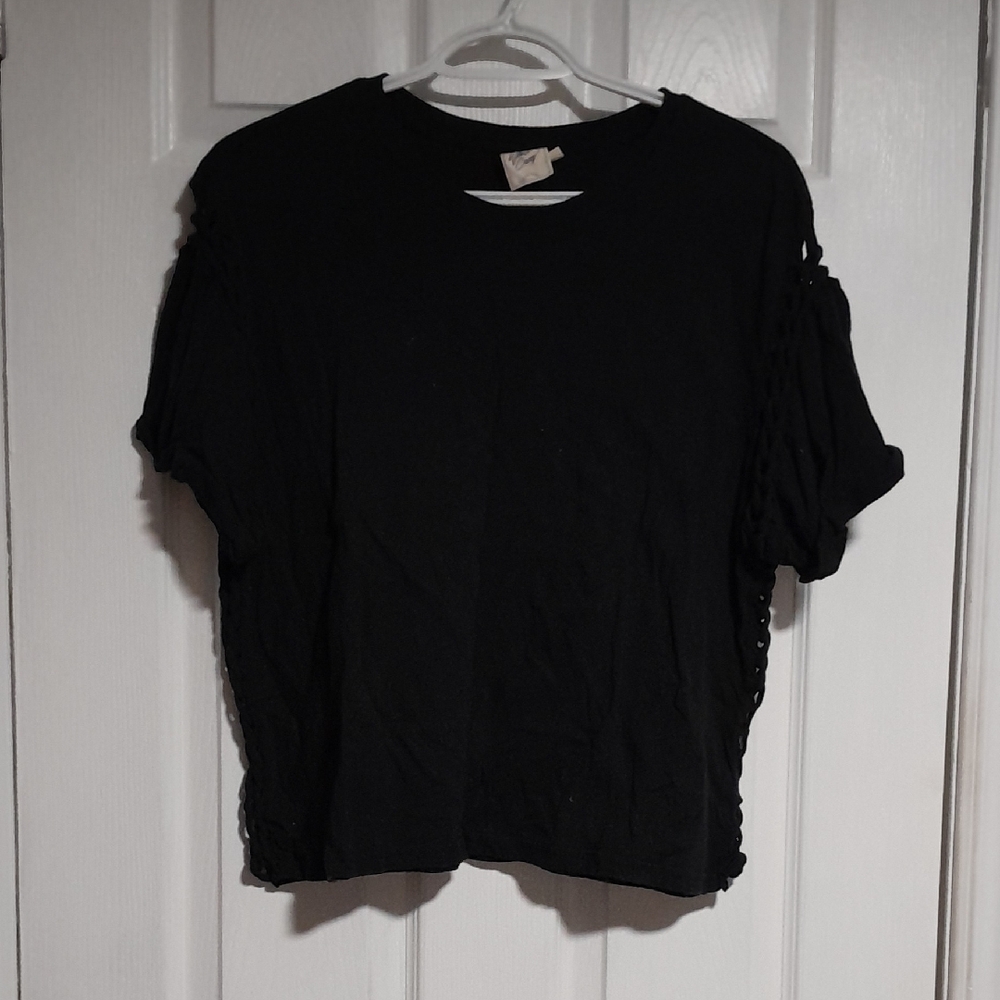 White Crow Black Crew Neck Tee